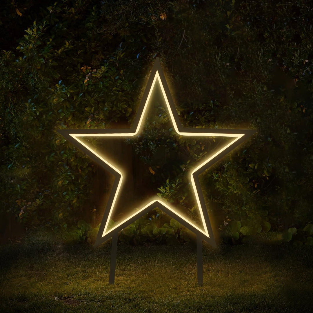 SALCAR LED Gartenstecker Stern Metall, 50cm Garten Stern Leuchte mit Erdspiess, Wasserdicht Weihnach