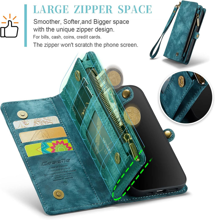 UFinetech Magnetische iPhone 11 Pro Hülle Tasche Design Leder TPU Bumper Flip Abnehmbar Flexibel Kar