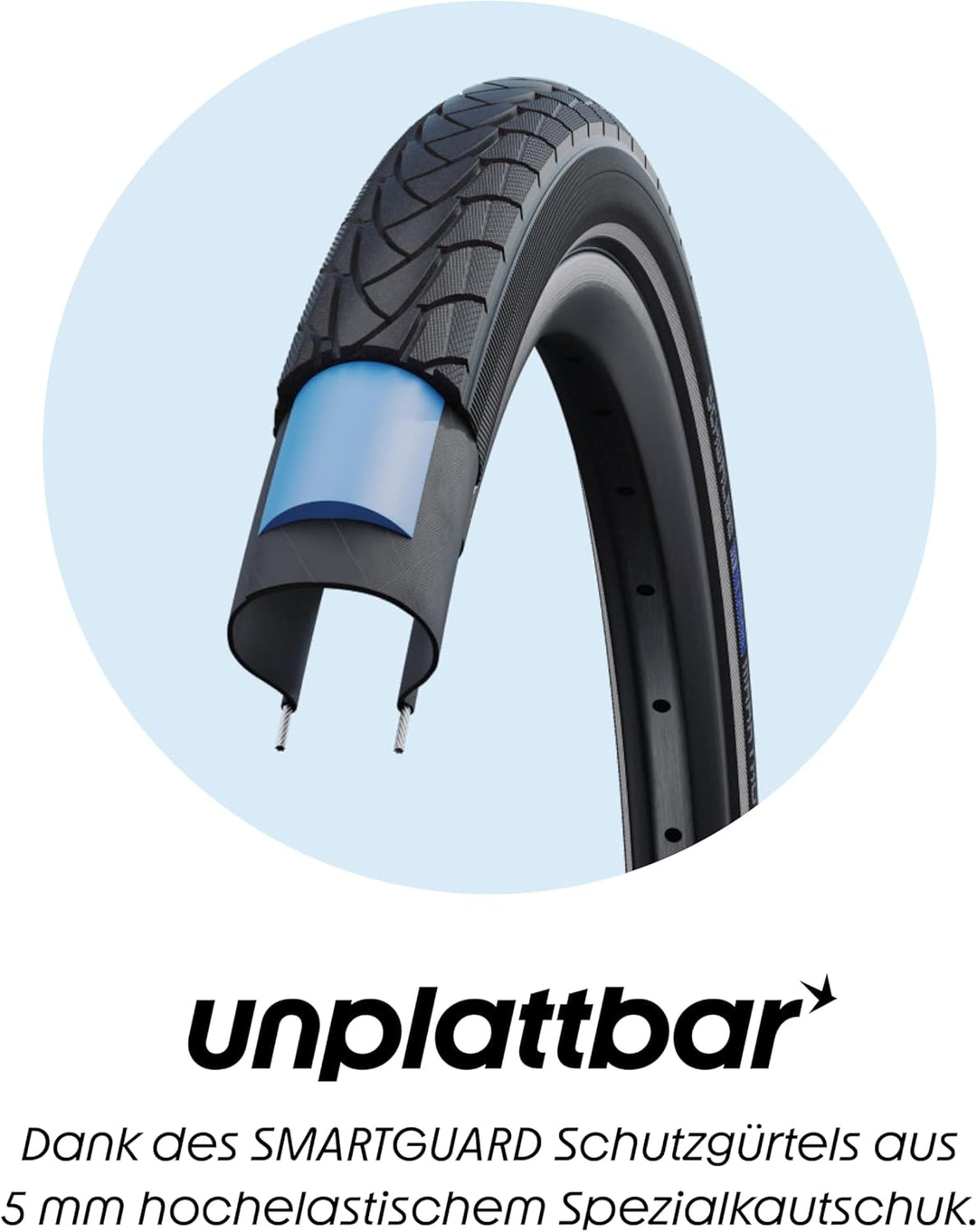 Schwalbe - Marathon Plus Reflex – Trekkingreifen mit Reflexstreifen für Fahrräder. 28 x 1.1 Zoll, 28