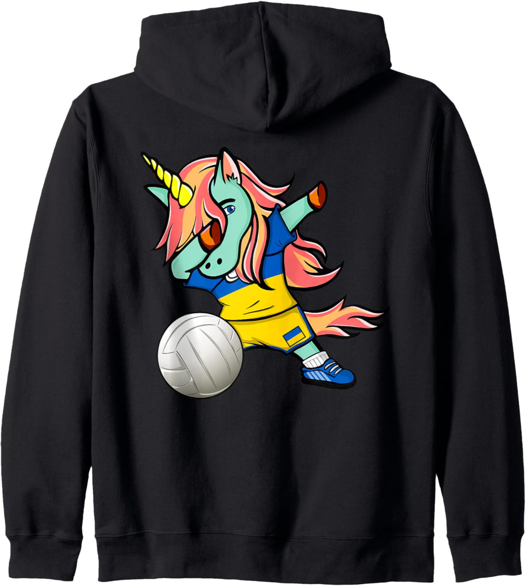 Dabbing Einhorn Ukraine Volleyball Ukrainische Flagge Sport Kapuzenjacke