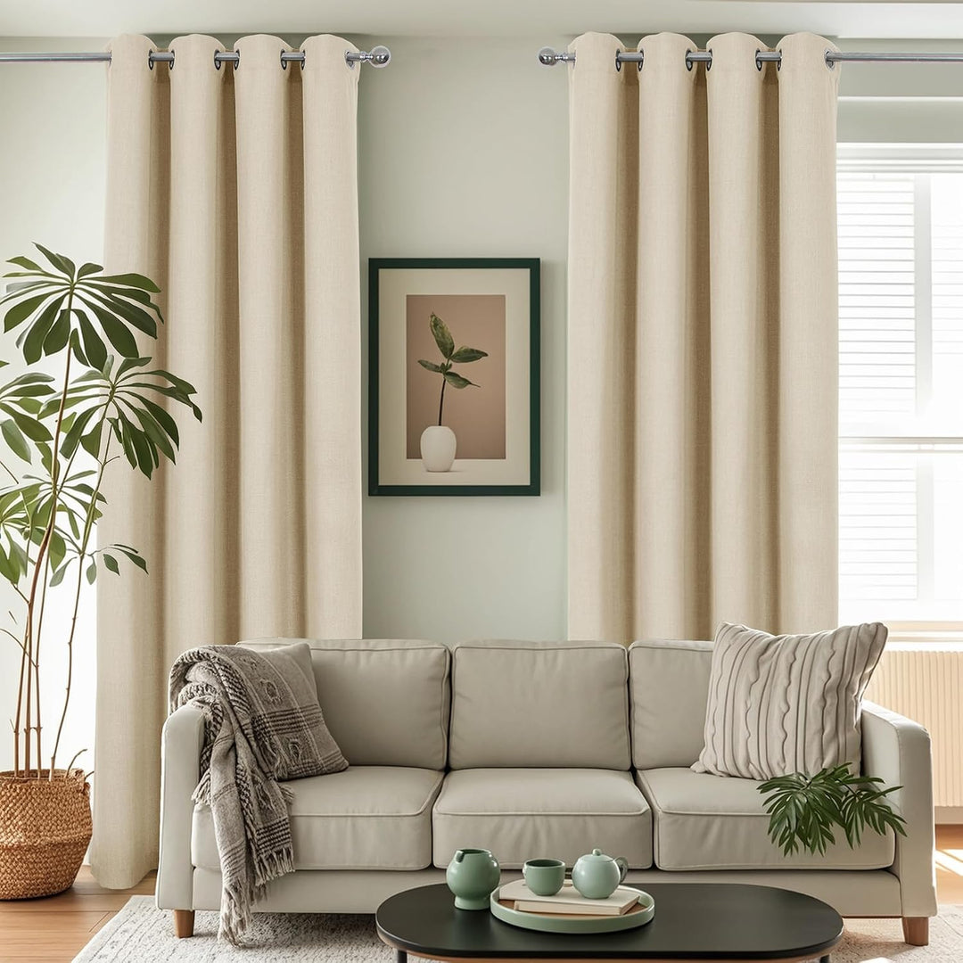 always4u Vorhang Blickdicht 100% mit Ösen, Elegente Gardinen Wohnzimmer Modern Abdunkelnde Vorhänge