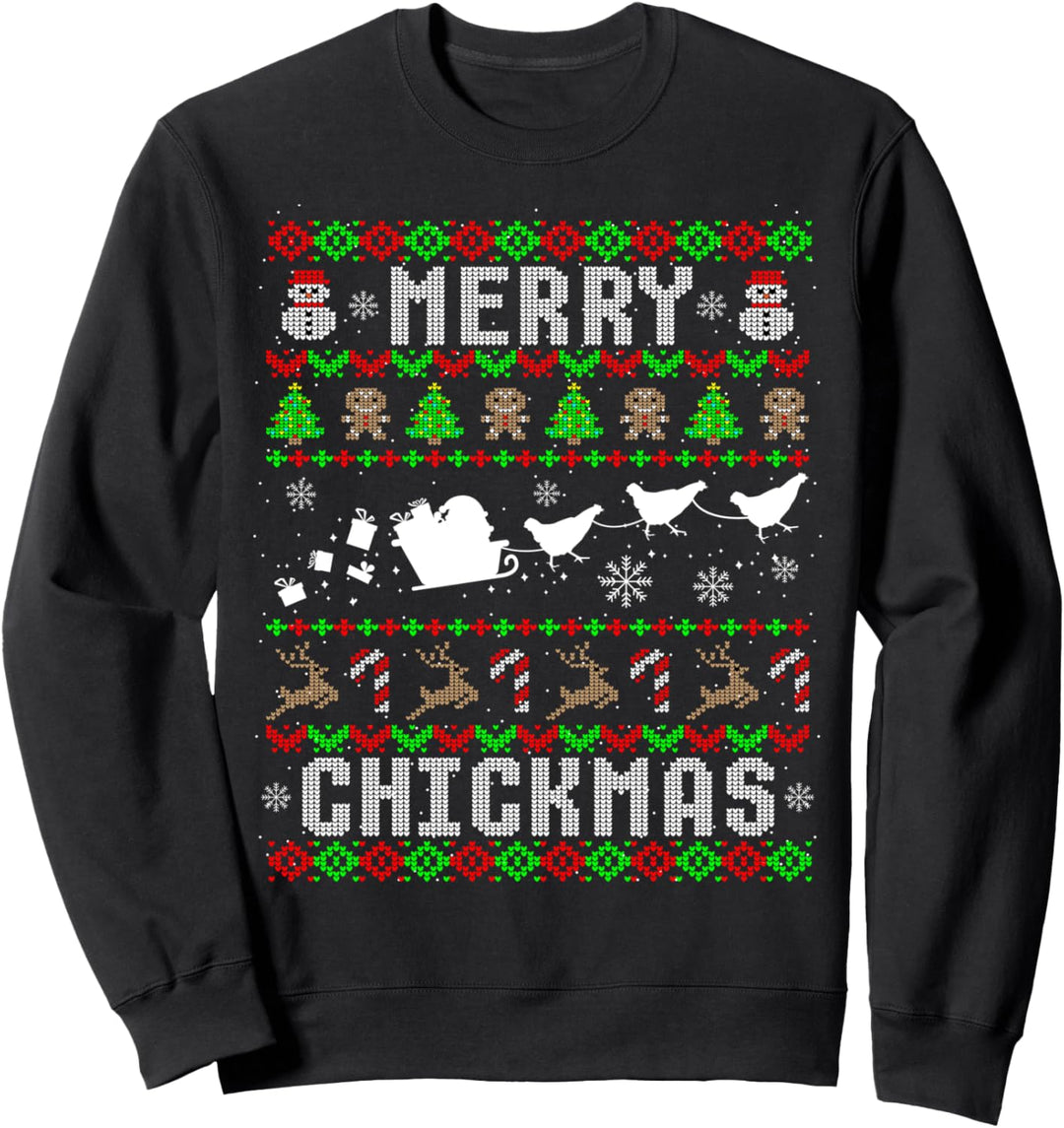 Lustiges Huhn Merry Chickmas Weihnachten Ugly Christmas Sweatshirt
