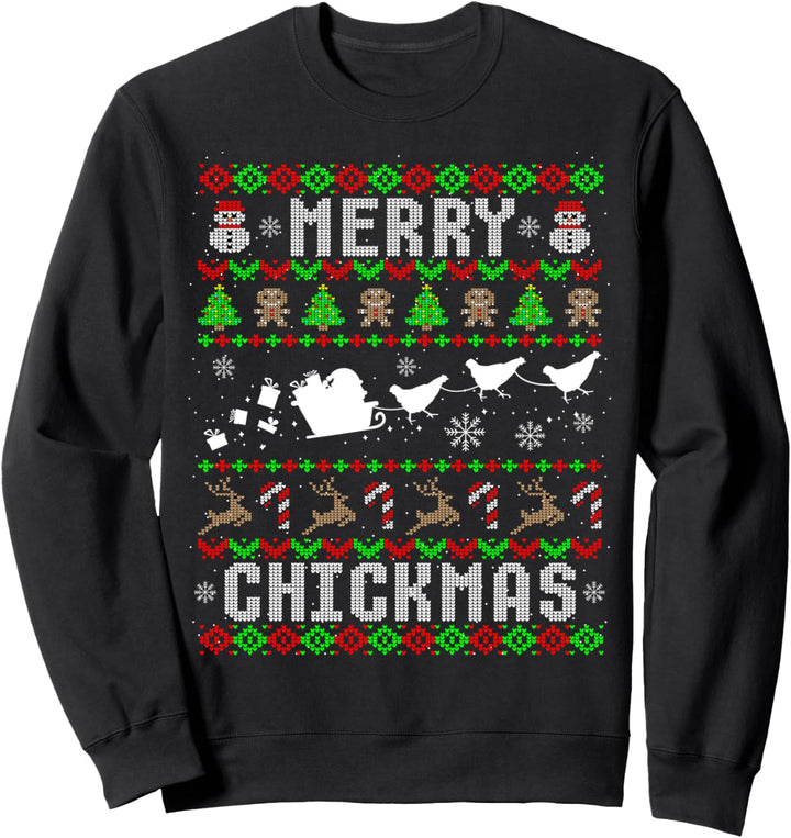 Lustiges Huhn Merry Chickmas Weihnachten Ugly Christmas Sweatshirt