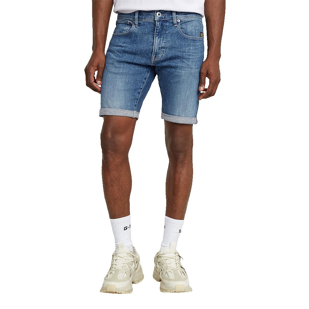 G-STAR Herren 3301 Slim Denim Shorts 28W Blau (Faded Summer Sky D10481-d634-h096), 28W Blau (Faded S