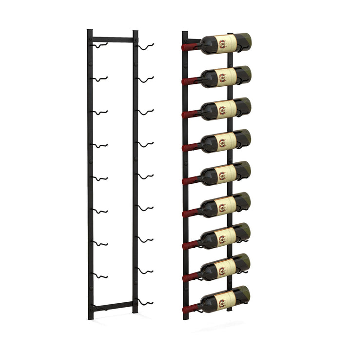 KOMFOTTEU Weinregal Wand für 6/9/12 Flaschen, vertikaler Flaschenhalter aus Metall, dekoratives Häng