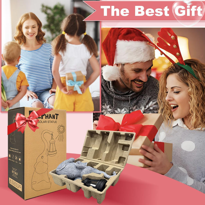 Elefanten Deko mit Solar Laterne Gartenfiguren - für Aussen Gartendeko mit Wetterfest LED Solarlampe