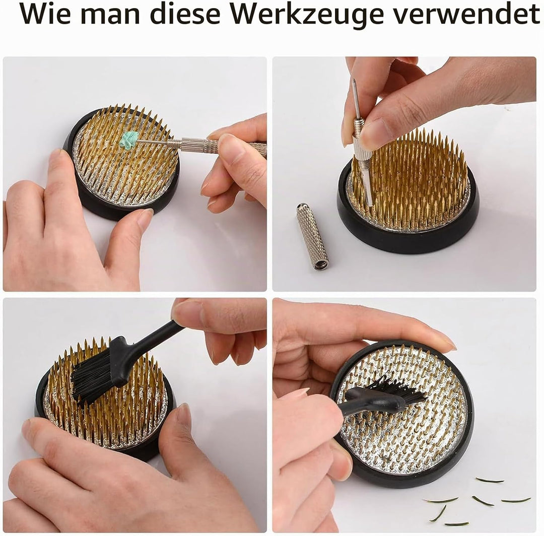 CRAFFANCY Blumenarrangement-Set, lila Ton-Keramik-Übertopf mit 5 cm Kenzan-Blumen-Frosch-Töpferware,