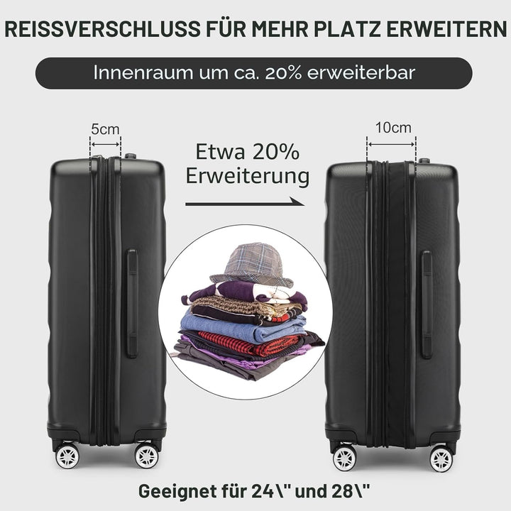 KONO Koffer Trolley Gross Erweiterbares Hartschalengepäck Leichte Koffer XL mit TSA-Schloss und 4 Do