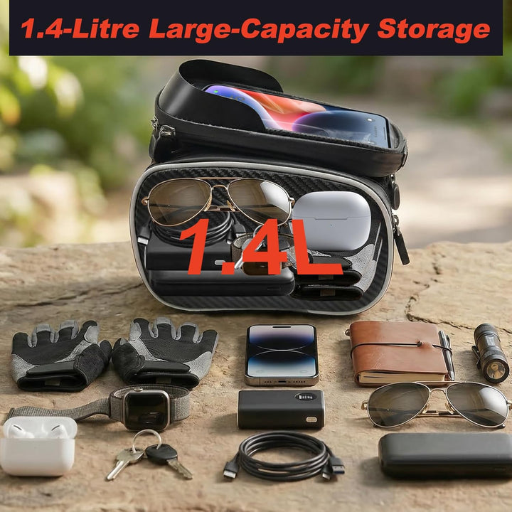 Fahrrad Rahmentasche, Wasserdicht Fahrrad Lenkertasche Oberrohrtasche Bikepacking mit TPU Sensitivem
