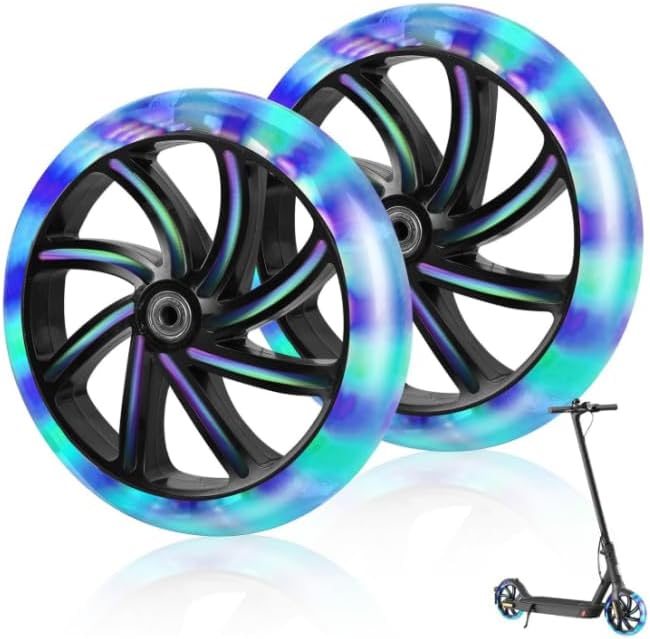 2 Stück 200x40mm Scooter Rollen, Ersatzreifen ScooterRäder mit ABEC-9 Lager, Anti-Rutsch Roller Räde