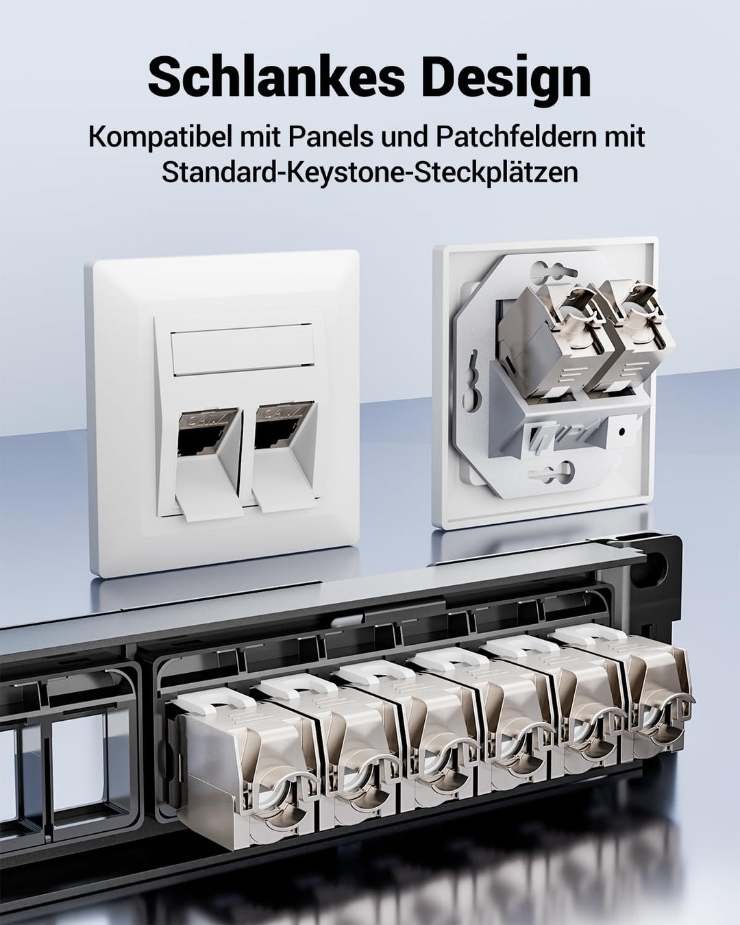 VCELINK 8x CAT7 Keystone RJ45 Modul Buchse, für LAN Kabel 10 Gbit/s bis 600 MHz AWG 22-24 & PoE, Wer