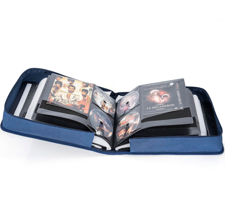 AKOZLIN DVD CD Aufbewahrungsbox mit extra Breiten Titelblättern,tragbarer Binderhalter,Brieftasche,A