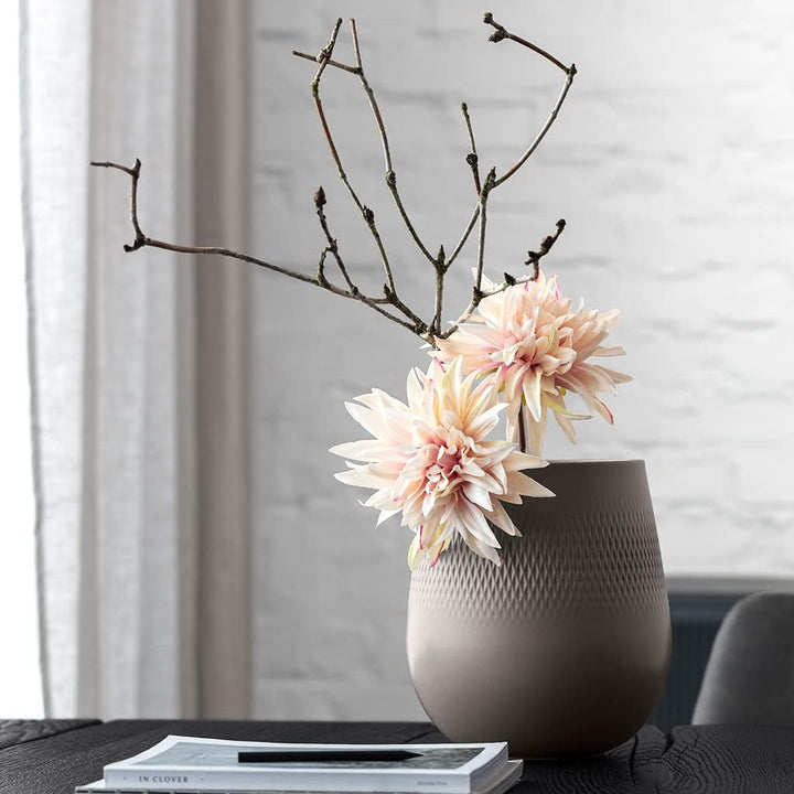 Villeroy &amp; Boch - Manufacture Collier taupe, grosse Vase Carré, 23 cm, Premium Porzellan, Taupe Carr