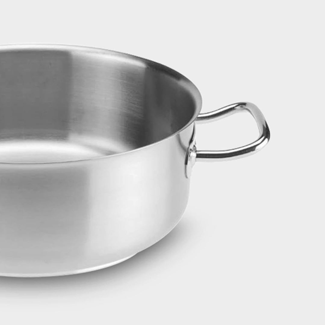 SKK grosser Gastro Bratentopf Ø 28 cm - 18/10 Edelstahl Induktions-Topf - Profi Schmortopf mit Edels
