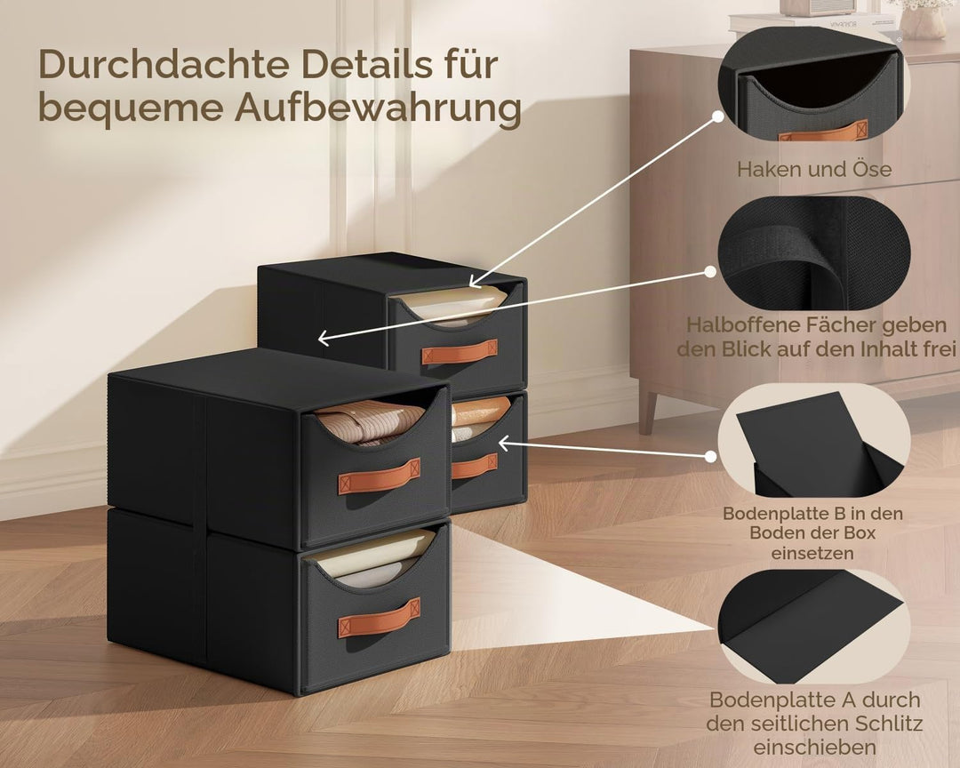 Schubladenschrank Ordnungssystem - 4 Stück Aufbewahrungs Schubladenboxen Aufbewahrungsbox Stoff Falt