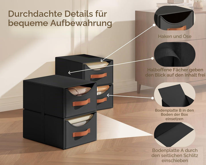 Schubladenschrank Ordnungssystem - 4 Stück Aufbewahrungs Schubladenboxen Aufbewahrungsbox Stoff Falt