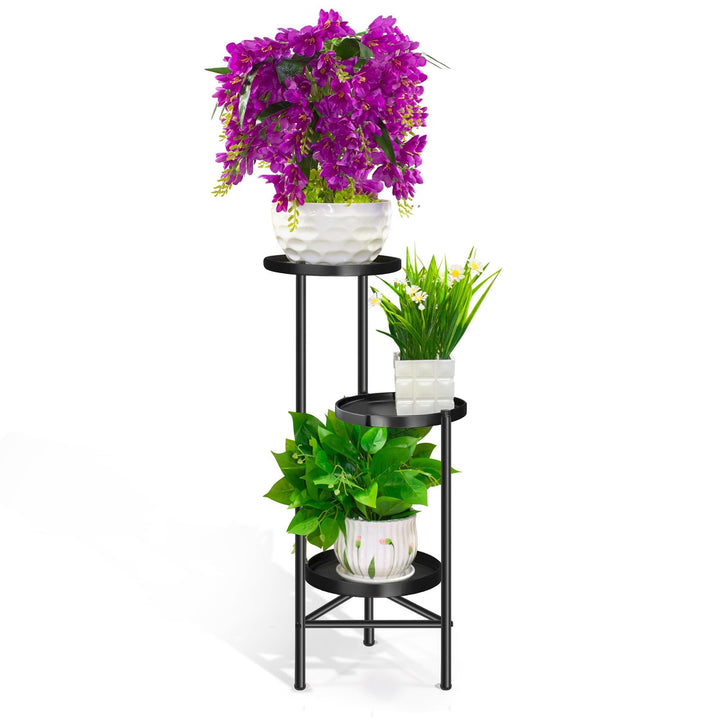 3-stöckiger Metall Pflanzenständer – Hoher Eck-Pflanzenregal, Vertikaler Blumenständer für Balkon, T