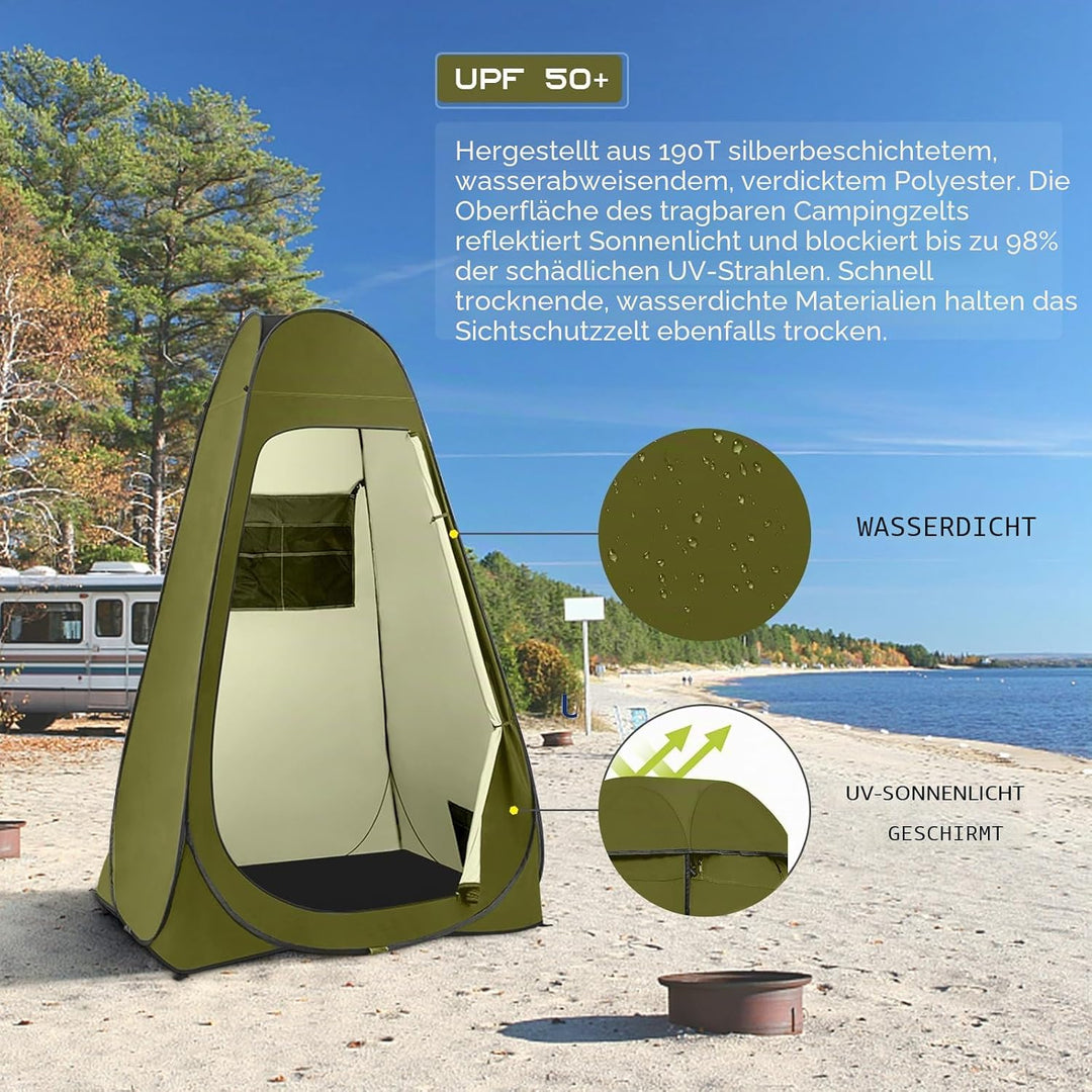 BRIAN & DANY Duschzelt Camping, Pop Up Toilettenzelt, Tragbares Umkleidezelt mit Regenschutz und Fen