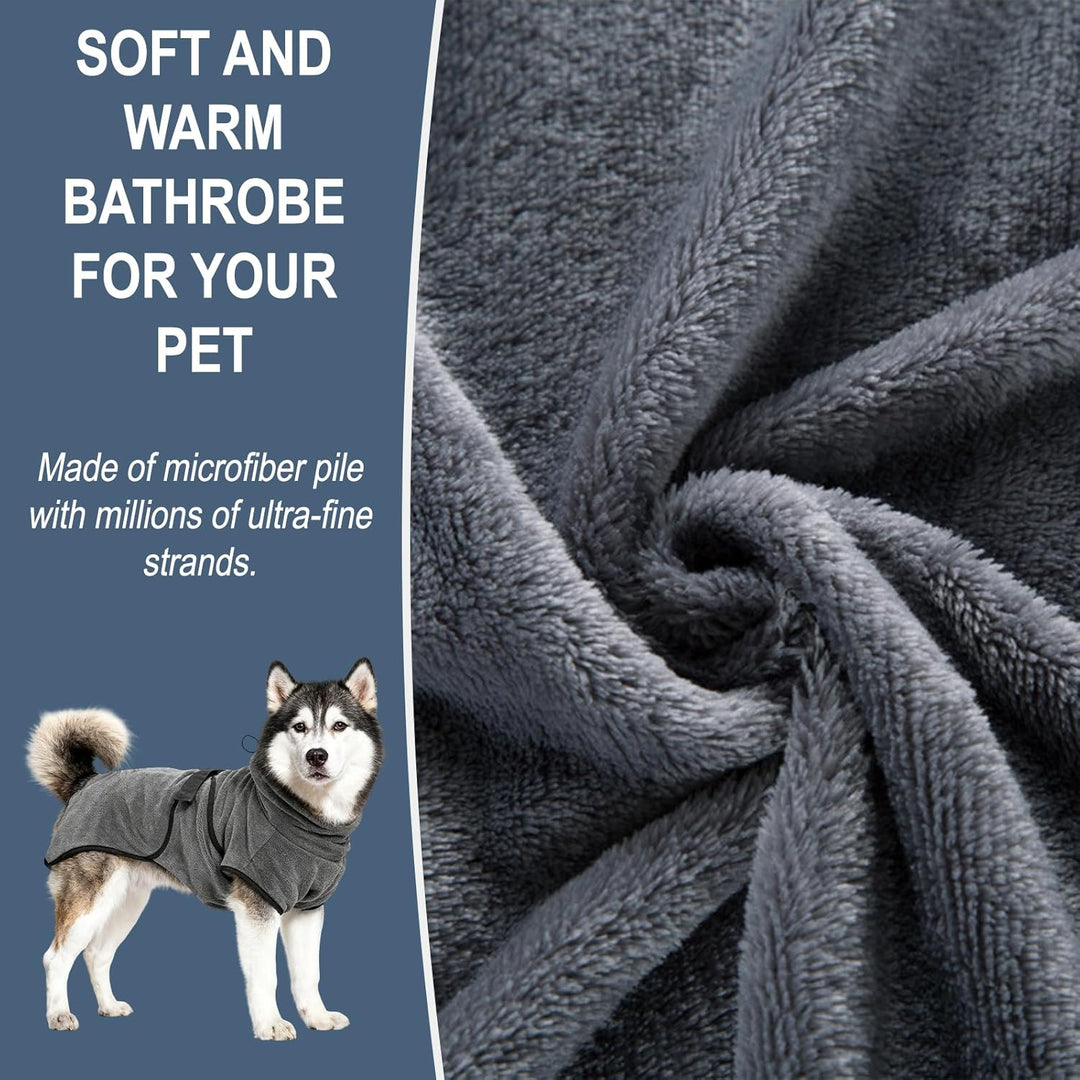 FARYODI Hundebademantel M für Rückenlänge 55cm Hunde, Mikrofaser Bademantel Badetuch, Saugfähig Schn