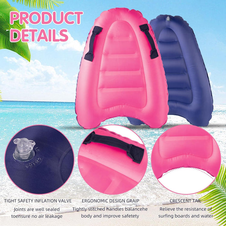 Aufblasbares Bodyboard, Tragbares Bodyboard Kinder mit Griffen,Faltbar Schwimmenboard 75 x 65 x 15 c