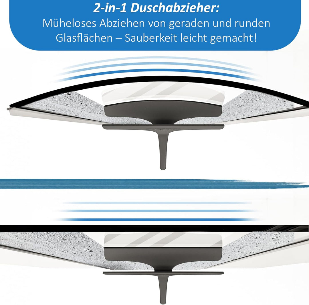 Der Duale Duschabzieher für Rundduschen, Silikon Duschwischer für Dusche, Bad, Fliesen, Spiegel, gla
