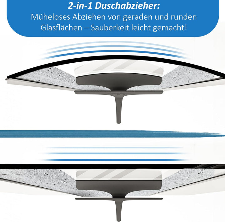 Der Duale Duschabzieher für Rundduschen, Silikon Duschwischer für Dusche, Bad, Fliesen, Spiegel, gla