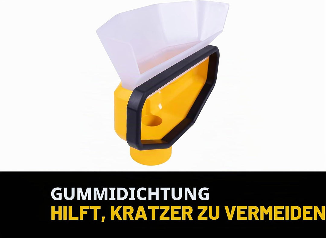 DEWALT DXVA00-1500E Staubsammler hat EIN Trichterdesign für maximale Schmutzaufnahme.Eine Gummidicht