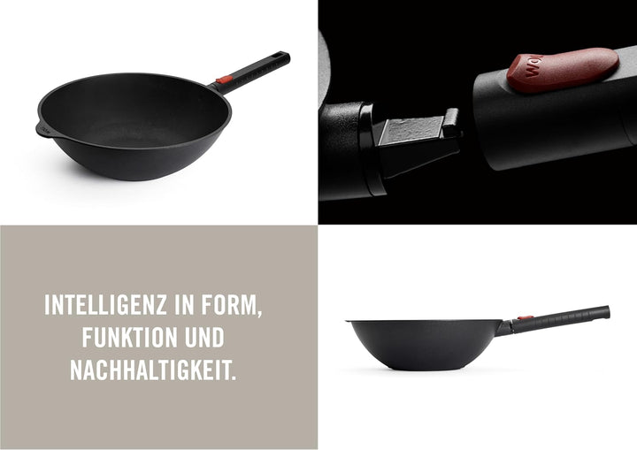 Woll Eco Logic QXR Wok- und Rührpfanne - Induktiv -, Ø 30 cm, 10 cm hoch, mit abnehmbaren Stiel - Ge
