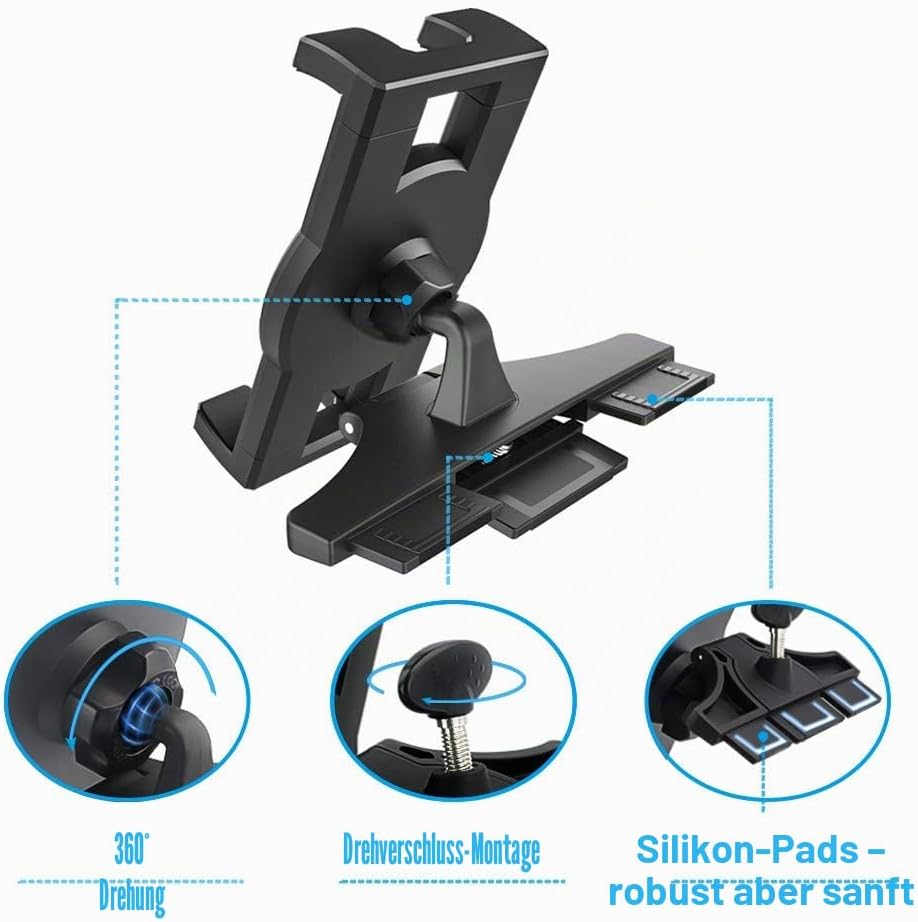 Stabile CD Schlitz Auto Tablet Halterung, woleyi CD Player KFZ Tablet Handyhalterung mit voller Dreh