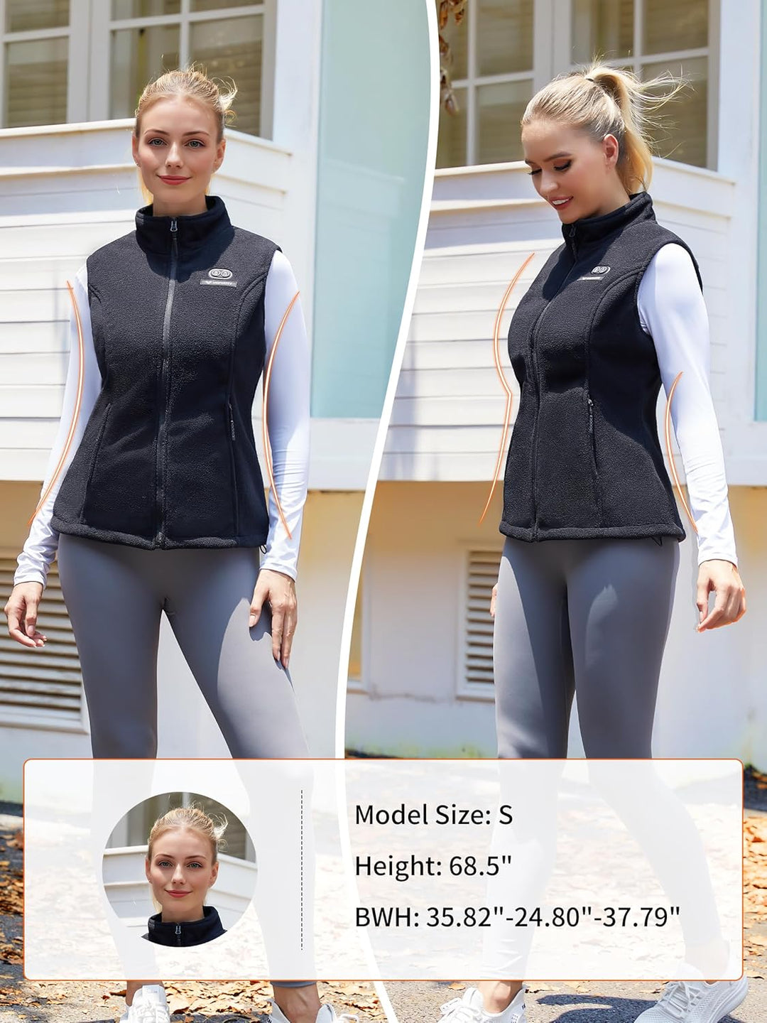 Beheizbare Weste Damen mit 7.4V 10000mAh Akku,Weihnachten Geschenk für frauen,Fleece Beheizbare West