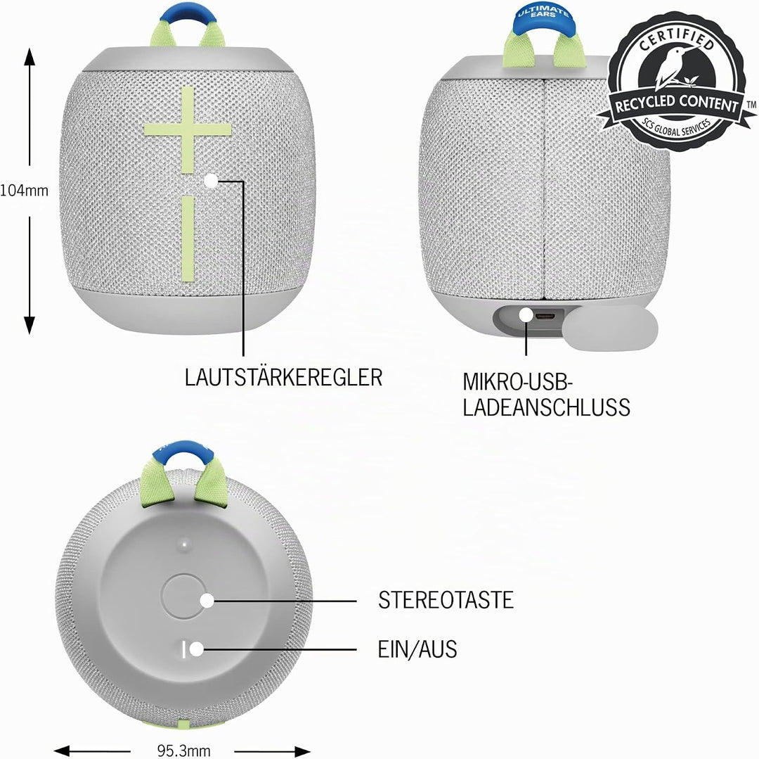 Ultimate Ears WONDERBOOM 3 Portable Bluetooth Speaker, Rich Bass 360 Degree Sound, Waterproof, Dustp