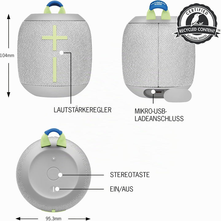 Ultimate Ears WONDERBOOM 3 Portable Bluetooth Speaker, Rich Bass 360 Degree Sound, Waterproof, Dustp