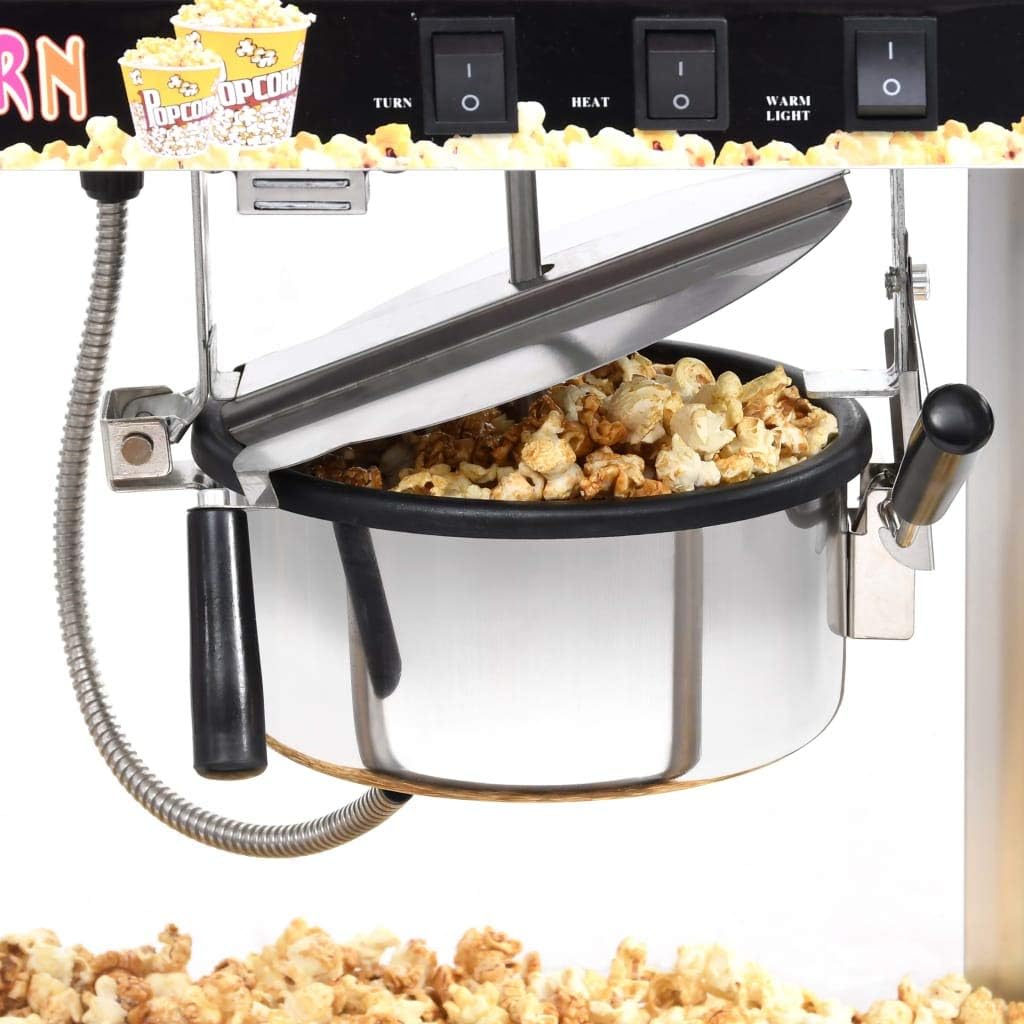 Popcornmaschine mit Teflon Kochtopf 1400 W 2,7 L Edelstahl Rührwerk Popcornautomat für Party Caterin