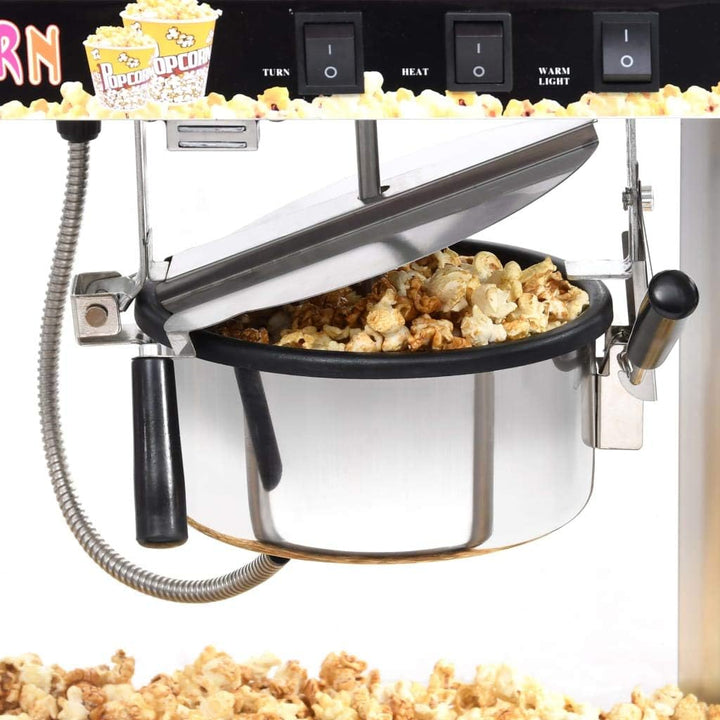 Popcornmaschine mit Teflon Kochtopf 1400 W 2,7 L Edelstahl Rührwerk Popcornautomat für Party Caterin