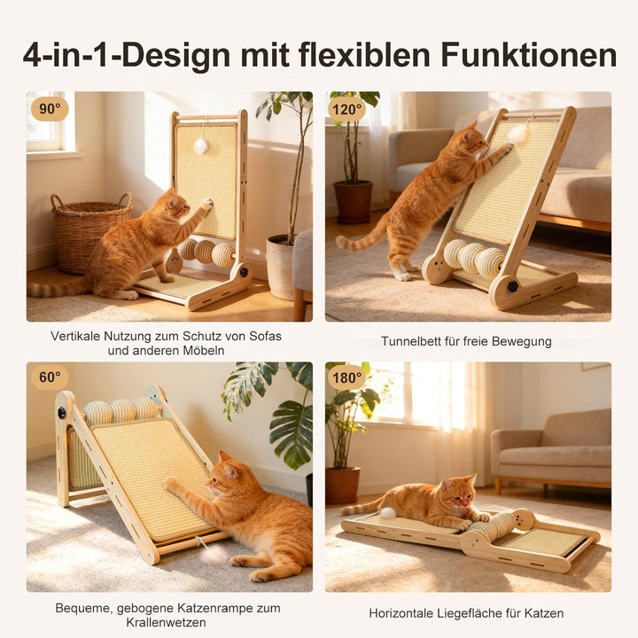 DONWEI Katzen Kratzbrett L-Förmiger, 60 cm Hohe Sisal Kratzbretter Katze Mehrzweck, Kratzbrett Sisal