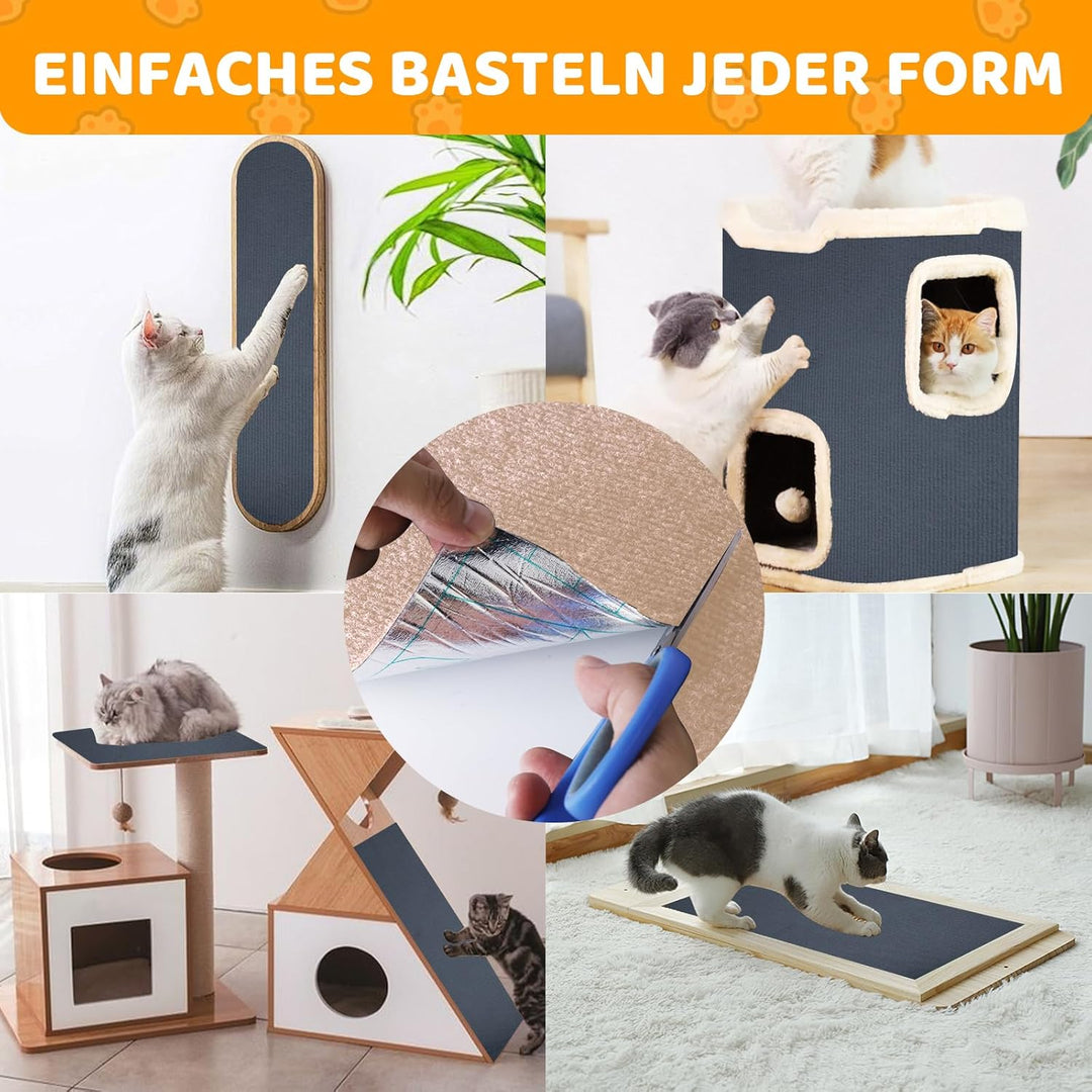 Storystore Selbstklebend Kratzmatte Katze, 40cm x 250cm Katzen Kratzmatte Kratzschutz Sofa Katze, DI
