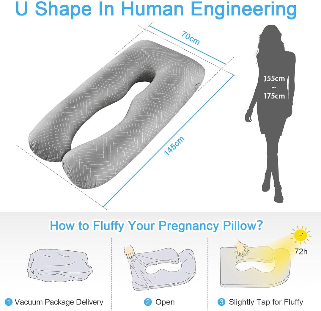 Körperkissen mit bezug, Seitenschläferkissen, U-förmiges Body Pillow, Stützkissen, Schwangerschaftsk