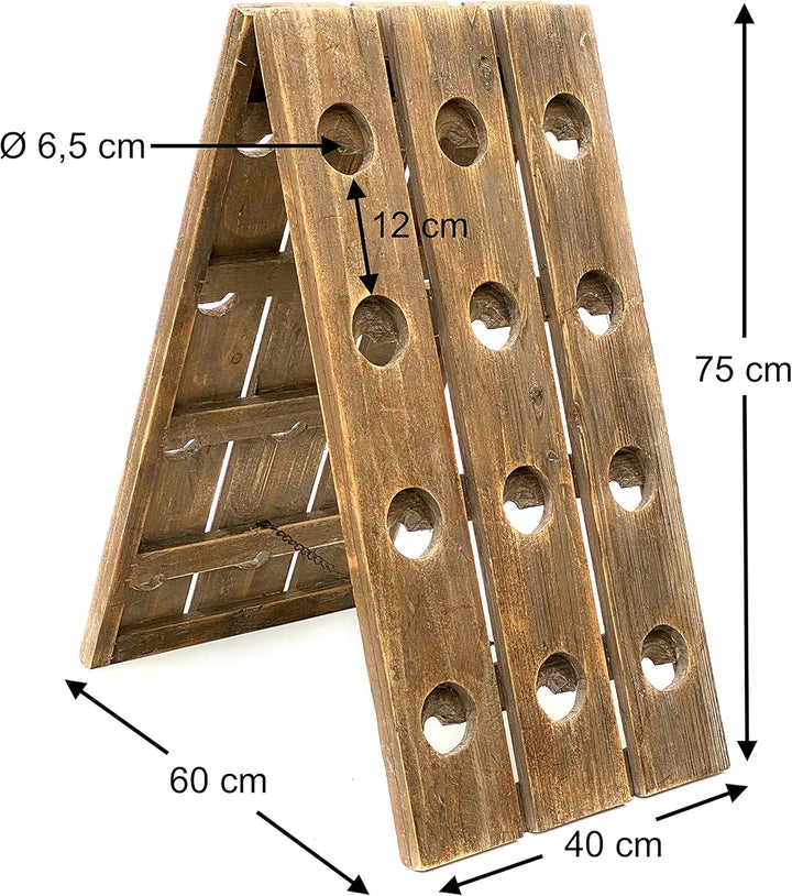 DanDiBo Rüttelbrett Weinregal Flaschenregal für 24 Flaschen aus Holz 96171 Natur Vintage dunkel
