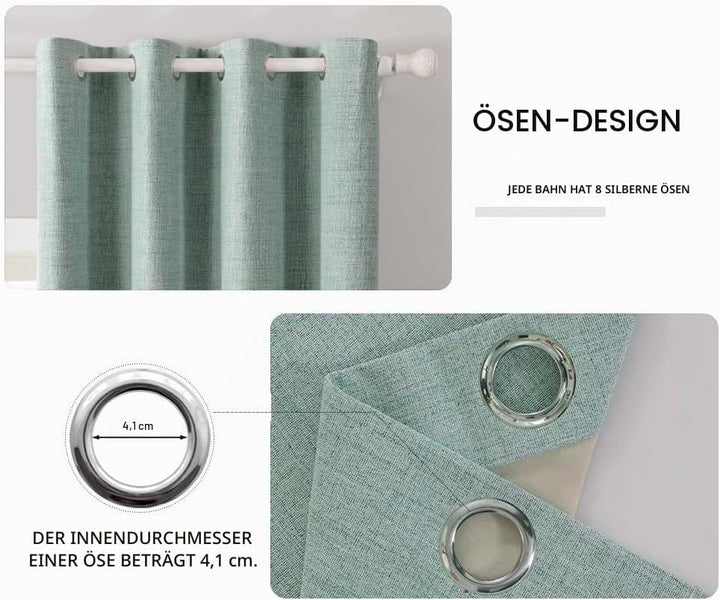 MIULEE Blickdichte Vorhänge Wärmeisolierende Vorhänge mit Ösen 100% Blickdicht Leinenoptik Gardienen