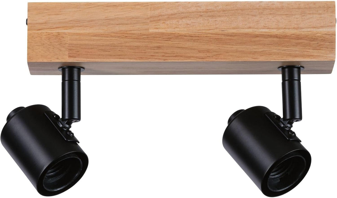 Paulmann 66771 Strahler Arvid 2-flammig max. 2x20 Watt Deckenleuchte Schwarz/Holz Spot Metall E27 2e