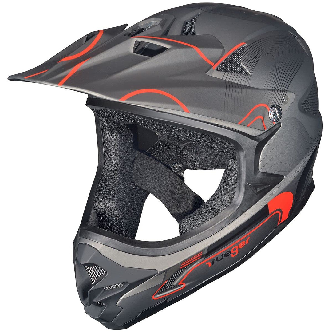 RXD-9001 Downhill Fahrrad BMX Fullface Mountainbike MTB Enduro Freeride Dirt Helm Matt Schwarz S (55