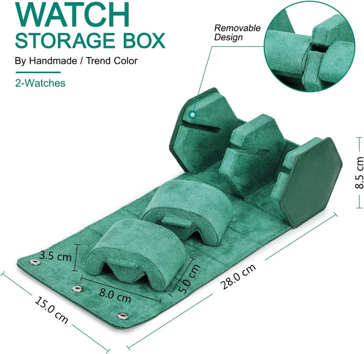 Hiram Uhren-Reiseetui, echtes Leder, sechseckig, 2 Uhren, Aufbewahrungsbox, Schutz-Organizer für Arm
