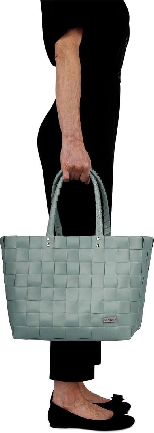 normani Einkaufstasche geflochten mit Henkeln - Tragetasche extra robust Farbe Mint Mint Einheitsgrö