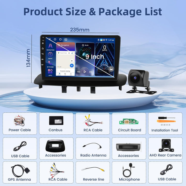 Hikity [4+64GB] Android 15 Autoradio CarPlay Android Auto Wireless für Renault Megane 3 2009-2014 Ra