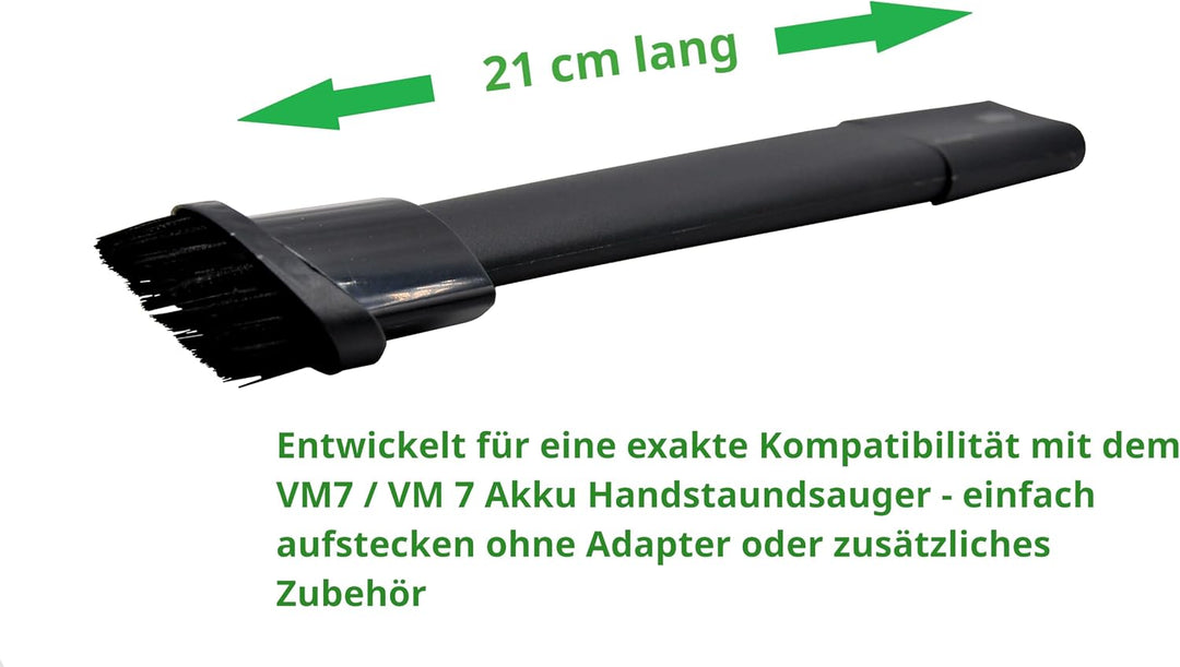 Fugendüse Düse 21cm kompatibel mit Vorwerk Kobold Handstaubsauger VM7 | Mit Pinselaufsatz, verlänger