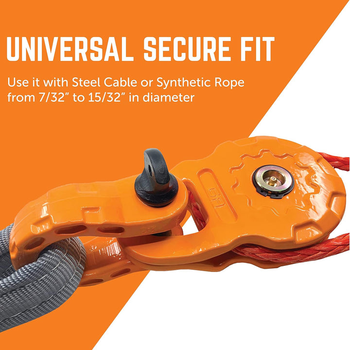GearAmerica Mega Snatch Block 25 Tonnen Stärke | Hochleistungs-Windenrolle für Kunststoffseile oder