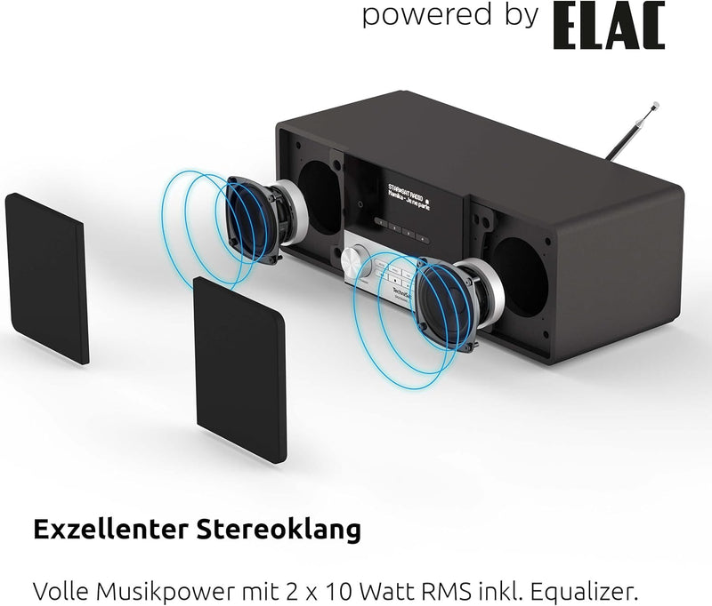 TechniSat DIGITRADIO 4 - Stereo DAB Radio (DAB+, UKW, Bluetooth-Audiostreaming (Empfang), Kopfhörera