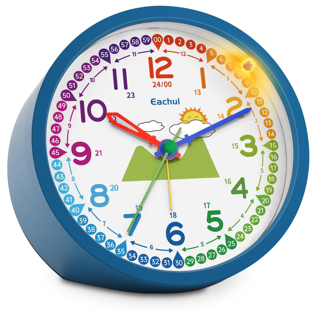 Analog Wecker Kinder ohne Ticken für Jungen und Mädchen - Analog Quarzwecker mit Nachtlicht, Snooze