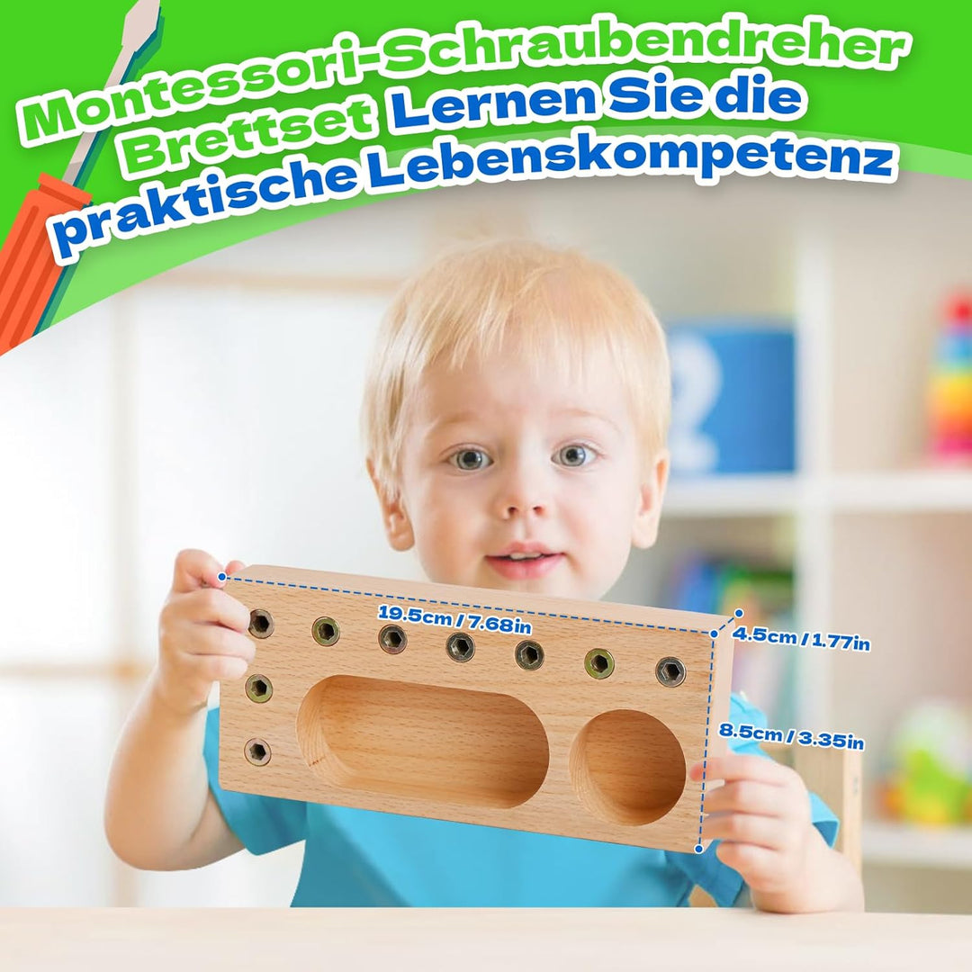 LearnToy Montessori Spielzeug ab 3+ Jahr - Holz Schraubbrett für Feinmotorik - Baby & Kleinkinder