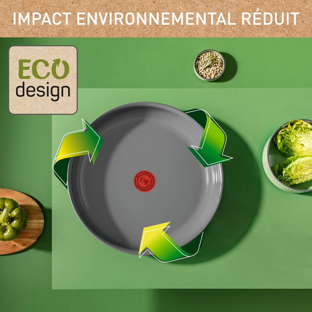 Tefal Ingenio Renew Set mit 3 Teilen, Pfanne 28 cm, Topf 18 cm, Griff, Induktion, Keramikbeschichtun